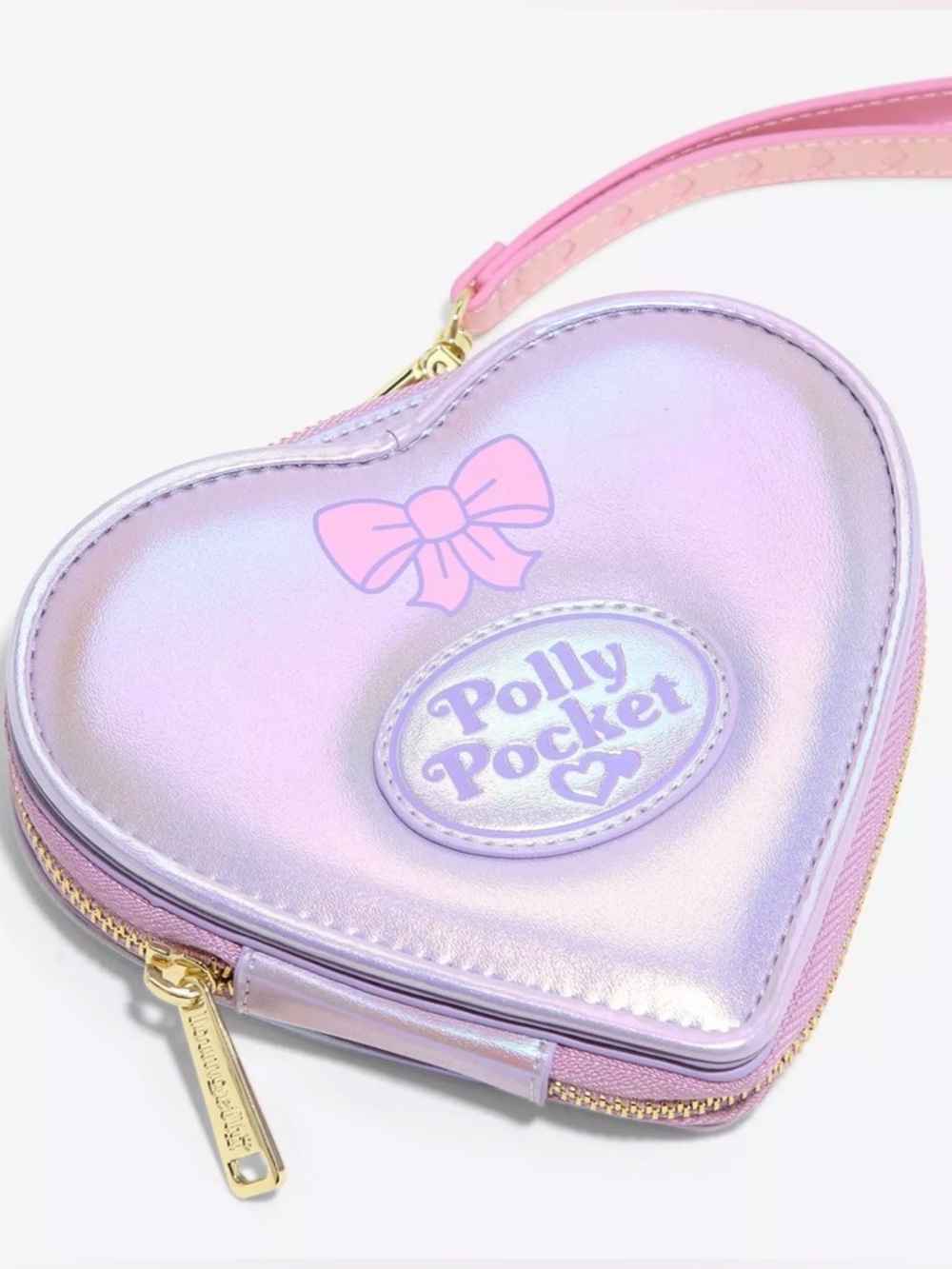 NWT Loungefly Polly Pocket Glittery Heart-Shaped Zip Wallet - Picture 3 of 7